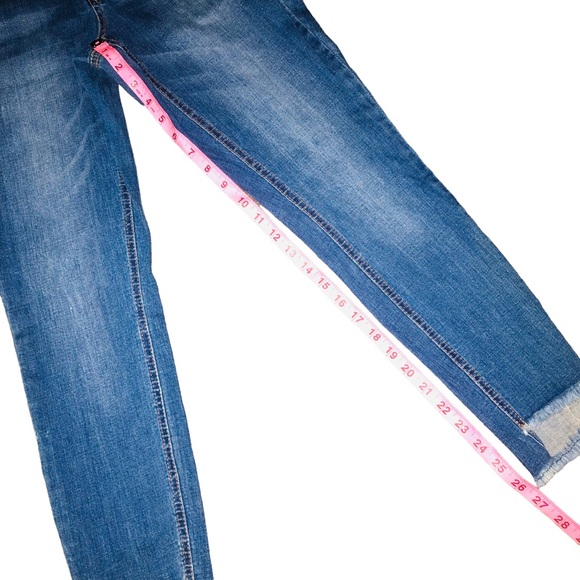 GUC✨ REFUGE women's medium blue jean denim overalls with criss cross back straps - Picture 10 of 13